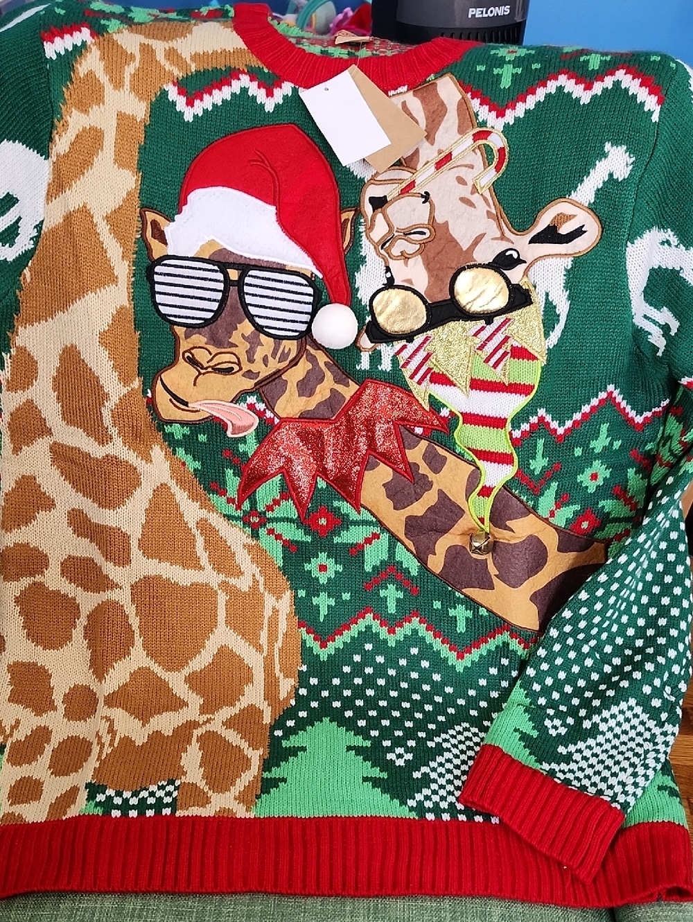 Giraffe Print Ugly Christmas Sweater